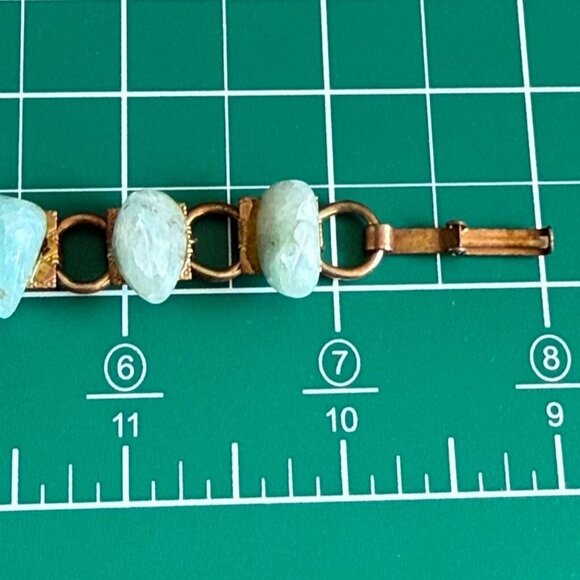 Vintage Larimar Stone Bracelet With Gold Plated Chain & Clasp 7" Length - Picture 8 of 10